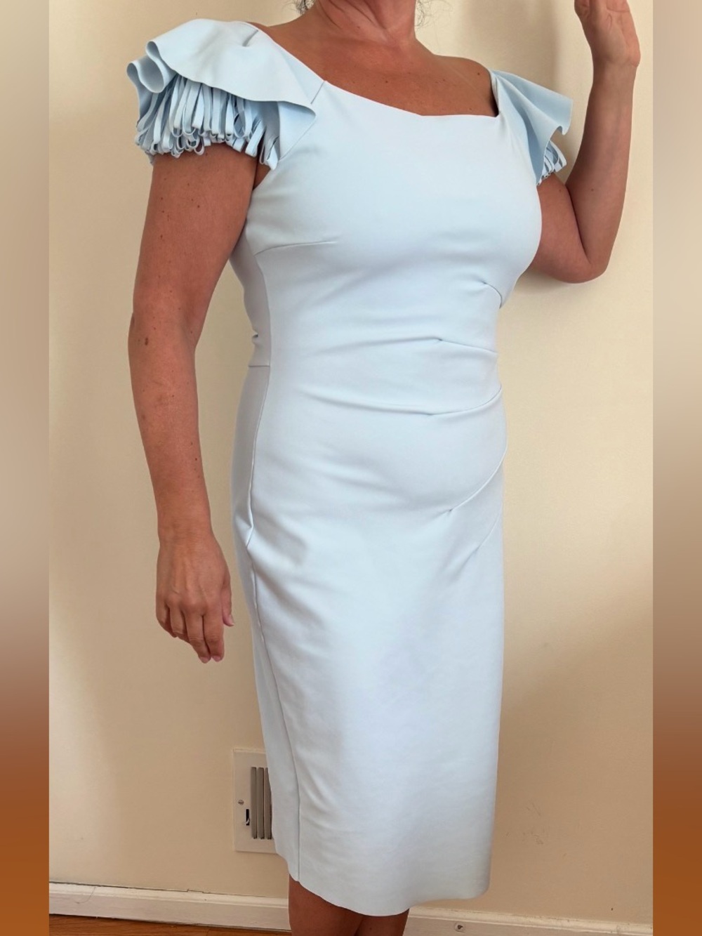 Chiara Boni La Petite Robe Julienne Tiered-Sleeve Cocktail Sheath Dress, 12